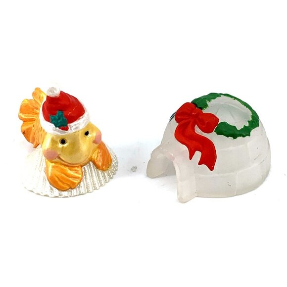 Hallmark Merry Miniatures Christmas Igloo Santa Goldfish Lot of 2 - Picture 1 of 6